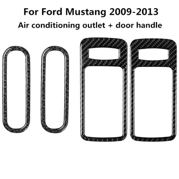 2/4 шт. автомобильная внутренняя дверная ручка из углеродного волокна, крышка для подставки для посуды, наклейка для украшения выхлопного отверстия автомобиля для Ford Mustang 2009-2013