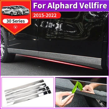 Для 2015-2021 Toyota Alphard Vellfire 30 Боковая дверь Автомобиля Отделка Кузова ABS Боковая линия Двери Хромированные Модифицированные Аксессуары