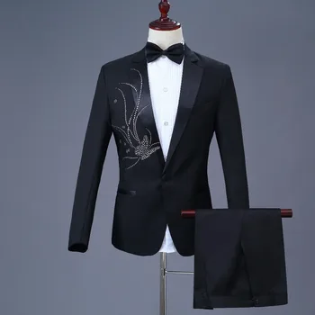 Новое Поступление 2018, костюм Homme, приталенный черный однобортный костюм, одежда жениха, мужские свадебные костюмы для мужчин, смокинг для выпускного вечера, Блейзер