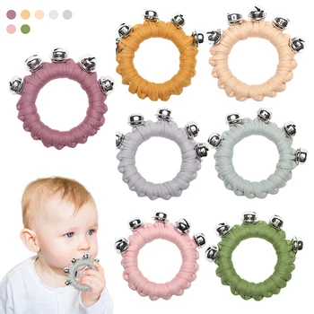 Деревянный Тканевый Красочный Колокольчик, Погремушка, Аксессуары для новорожденных, Музыкальное кольцо для новорожденных 0-12 месяцев, игрушки Монтессори для малышей