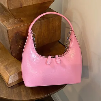 Женская сумка Y2K из искусственной кожи Модная сумка на цепочке 2023 Новый Роскошный Дизайнерский кошелек и сумочка Модная простая женская сумка через плечо
