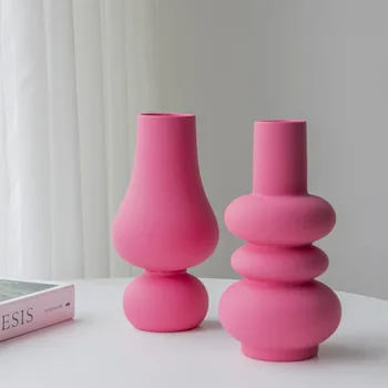 Керамическая ваза TingKe Nordic creative Memphis с геометрическим кругом, современное минималистичное украшение для дома Morandi pink art vase орнаменты
